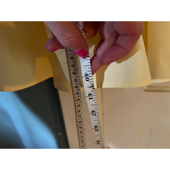 60s-70s Vintage Formal Yellow Beaded Bodice Midi Dress with Bow - Picture 7 of 12